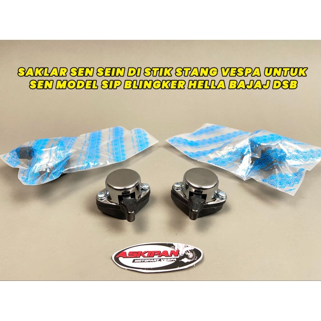 SAKLAR SEN SEIN DI STIK STANG VESPA UNTUK SEN MODEL SIP BLINGKER HELLA BAJAJ DSB.COCOK UNTUK ALL VES