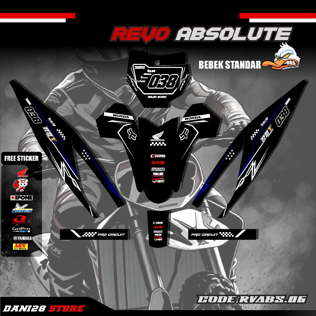 (COD) Sticker Variasi RBT/GTX REVO 110 ABSOLUTE Decal Striping Bebek Modif RBT, REVO.ABS-06