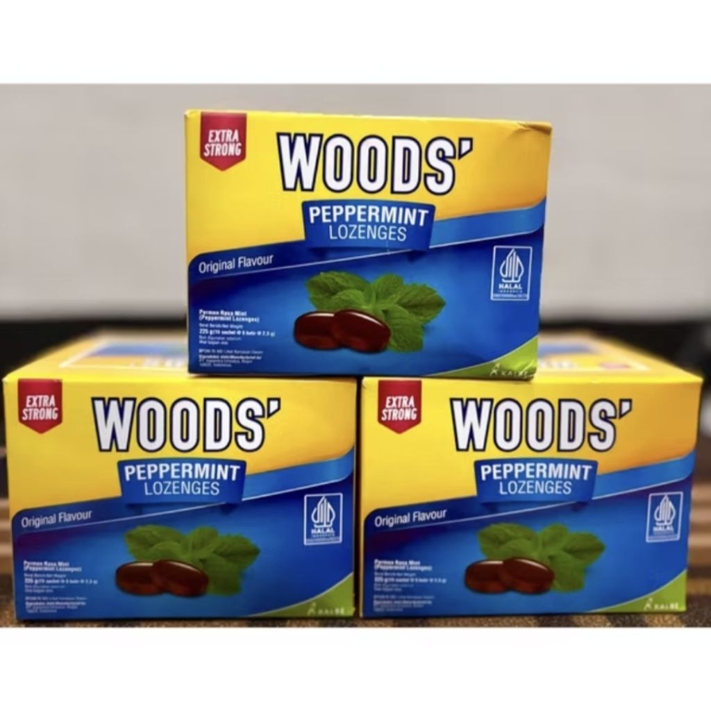 Permen WOODS Lozenges Original - 1 Box isi 15 Sachet, Melegakan Tenggorokan