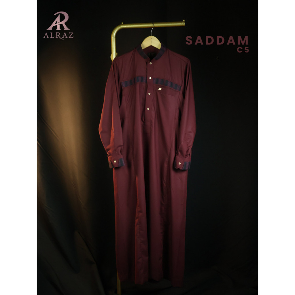 ALRAZ Jubah Saddam Katun Premium Pria Zipper – Kerah Shanghai & Manset Elegan