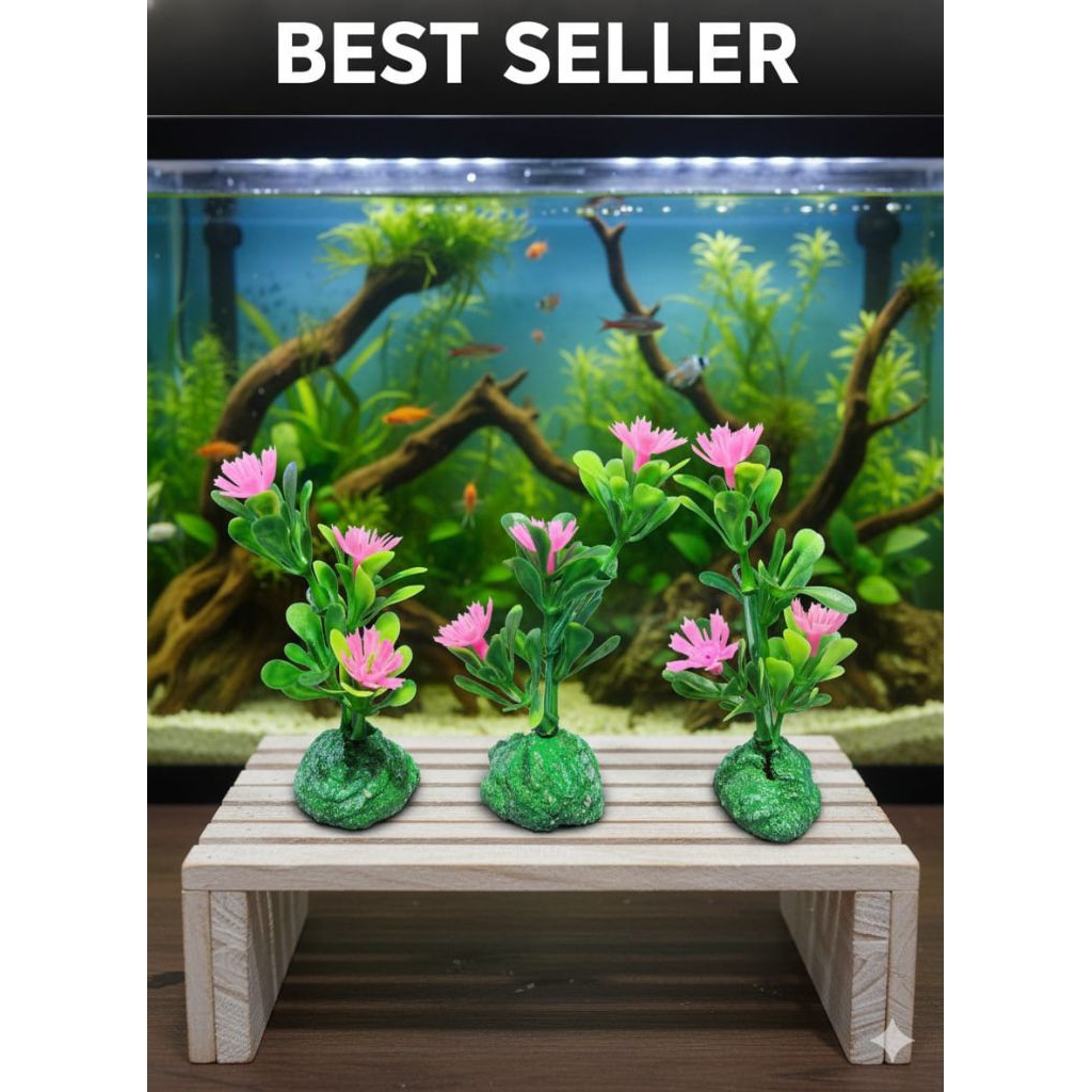 tanaman plastik aquarium, hiasan tanaman aquarium