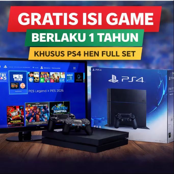 PS4 FAT HEN Seri 11 1TB I 2 Stik | Siap Main Full Game + PES Legend | Garansi 6 Bulan