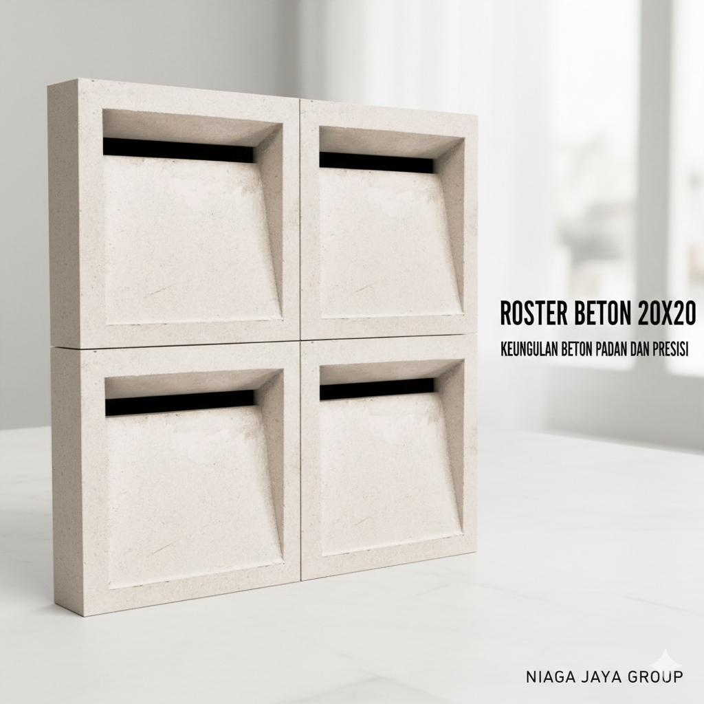 Roster Beton Minimalis - Nako Lubang Simple, Dua Sisi, Ukuran 20 x 20 | Loster Putih | Ventilasi Uda