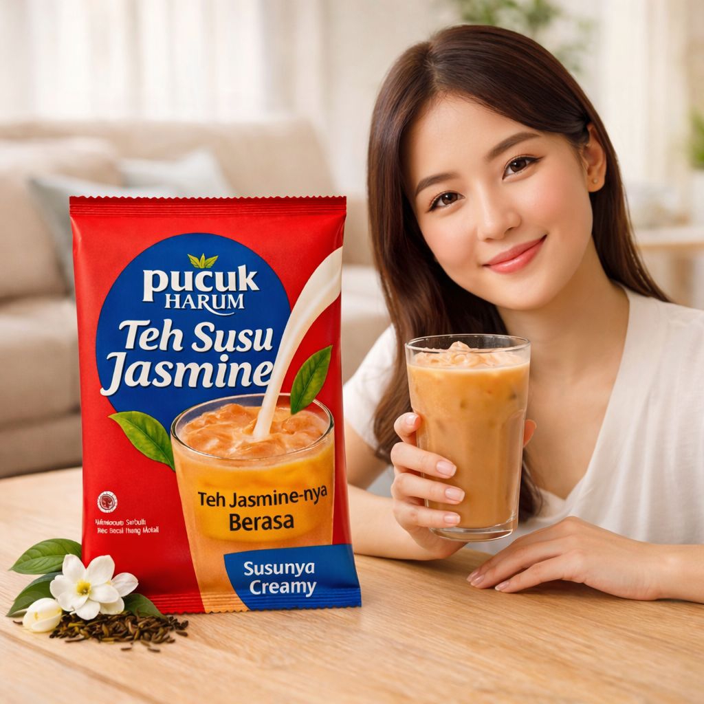 Teh Susu Jasmine Pucuk Harum 5 Sachet – Teh Jasmine Susu Creamy Praktis