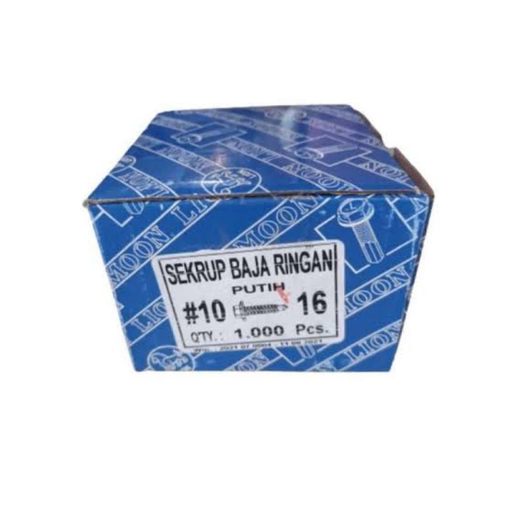 Sekrup Baja Ringan 10x16 10x19 Merk Lion Per Dos Box Isi 1000pcs / Baut Roofing Rofing Atap Kanal C