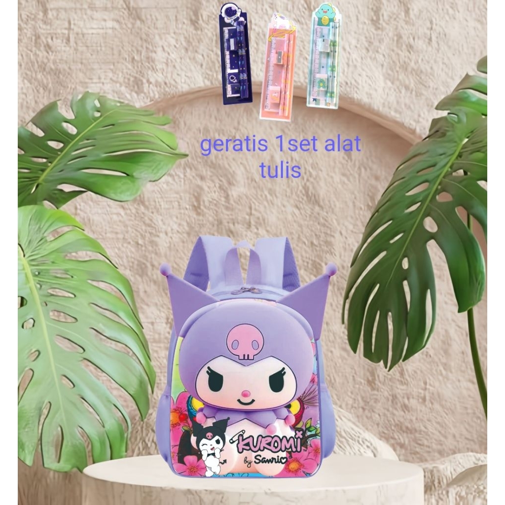 Tas Anak Karakter Kuromi Paud/Tk Gratis 1 set alat tulis