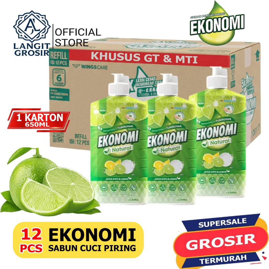 [1 KARTON] EKONOMI SABUN Cuci Piring Botol 650ml Isi 12 Botol