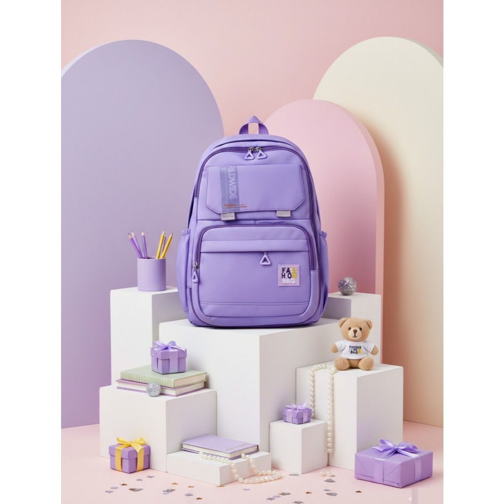 Tas Ransel Anak Sekolah Perempuan Ungu #6533