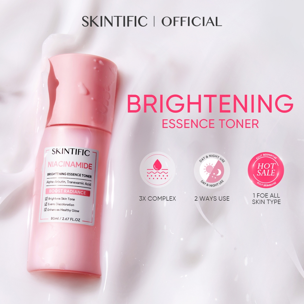 SKINTIFIC - Niacinamide Brightening Booster Essence Toner 80ml | Glowing Tranexamic Acid Eksfoliasi 