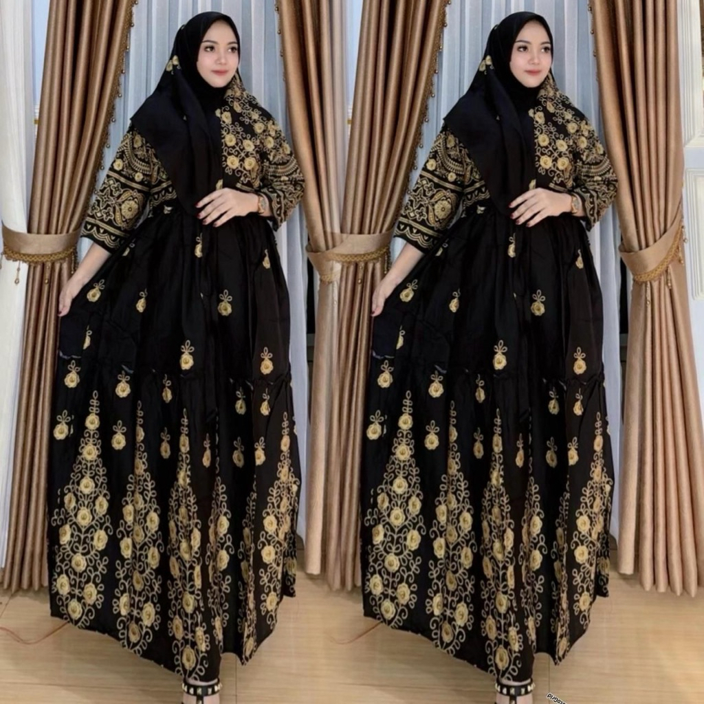 Gamis Wanita Rifani Renda Set Hijab BUSUI Katun Rayon Ld 110 Pb 137