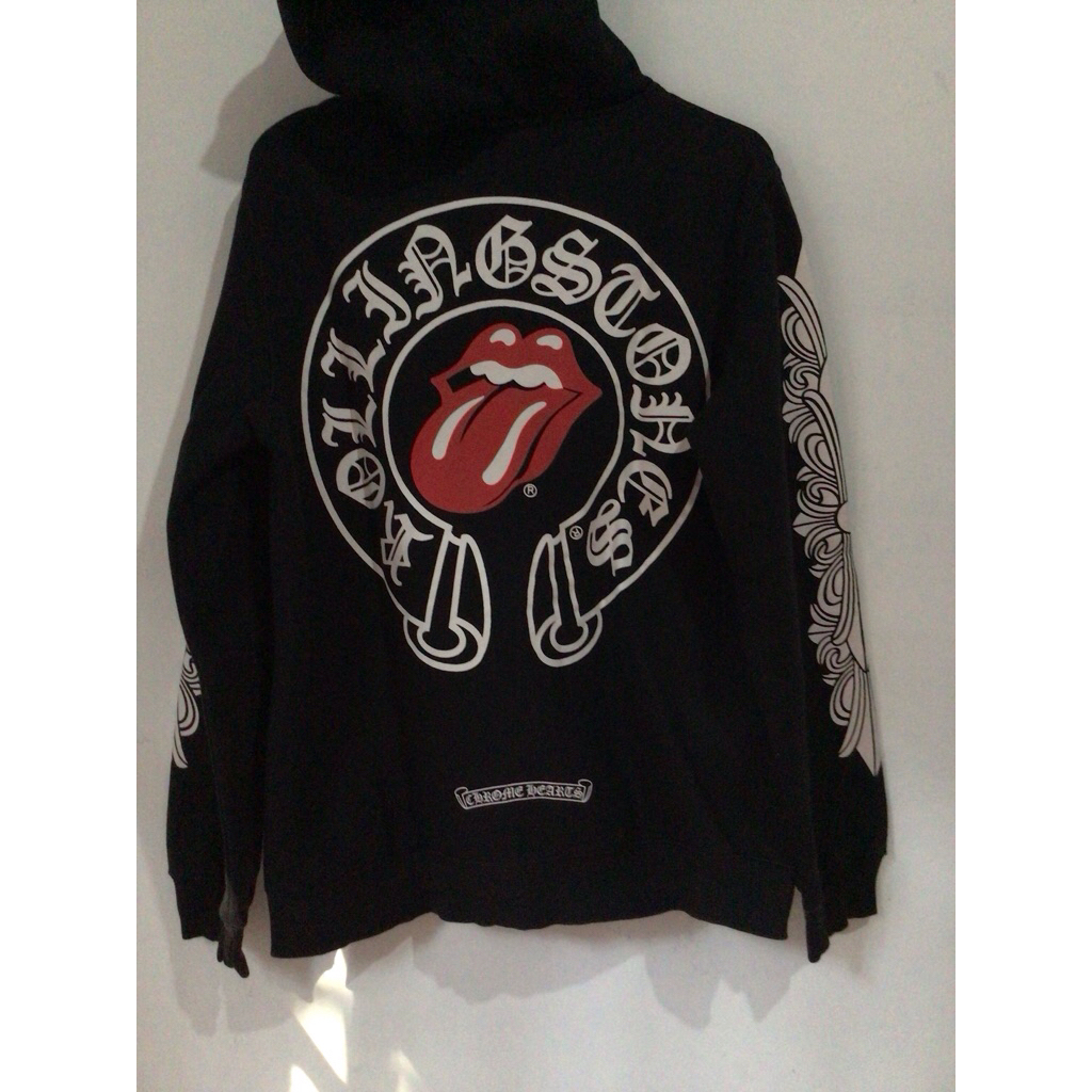 CHROME HEARTS ROLLING STONES ZIP UP HOODIE FOR UNISEX ORIGINAL PRELOVED