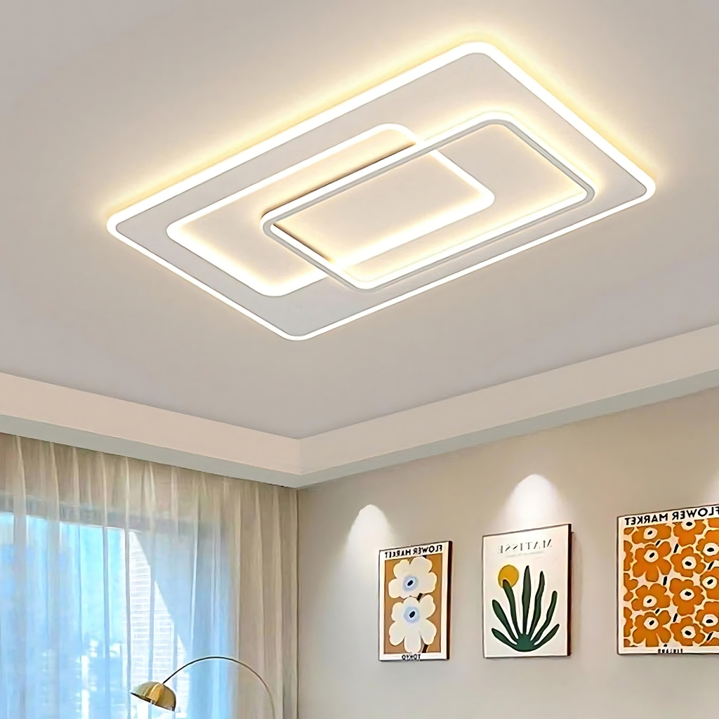 Lampu Plafon LED Kotak Besar Minimalis Square Ceiling Light Nordic 3 Cahaya
