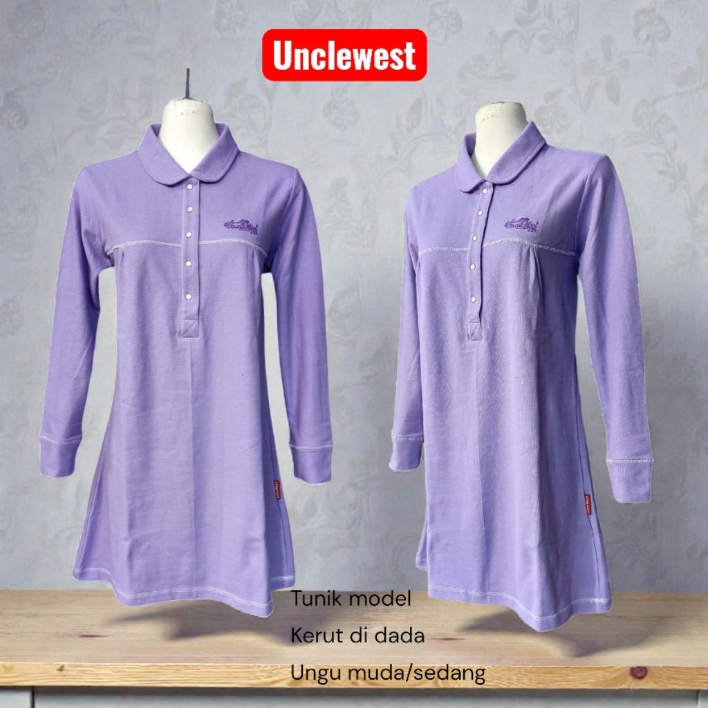 kaos panjang wanita uncle west model kerut di dada