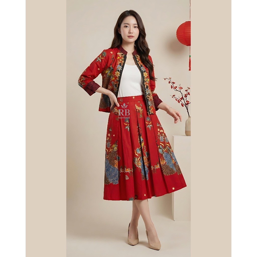 Setelan Rok Batik Wanita / Setelan Batik Kantor / Batik One Set / , Bo Mi Set#