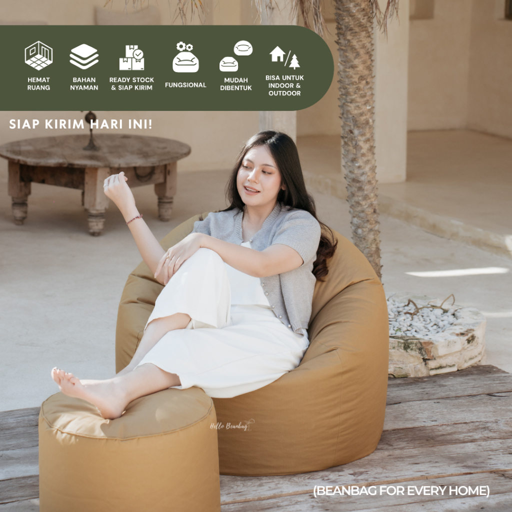 BEANBAG bulat TERMASUK Isi Bean bag Oval Size Jumbo sofa santai WATERPROOF Siap PAKAI Kursi Lesehan 