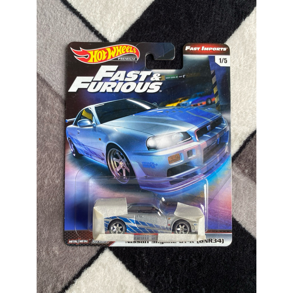 Hotwheels Premium Nissan Skyline GT-R (BNR34) Fast & Furious FF Fast Imports