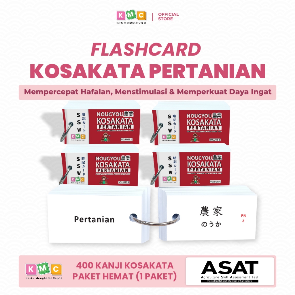(400 KOSAKATA) FLASH CARD KANJI & KOSAKATA SSW PERTANIAN BAHASA JEPANG - KARTU MENGHAFAL CEPAT
