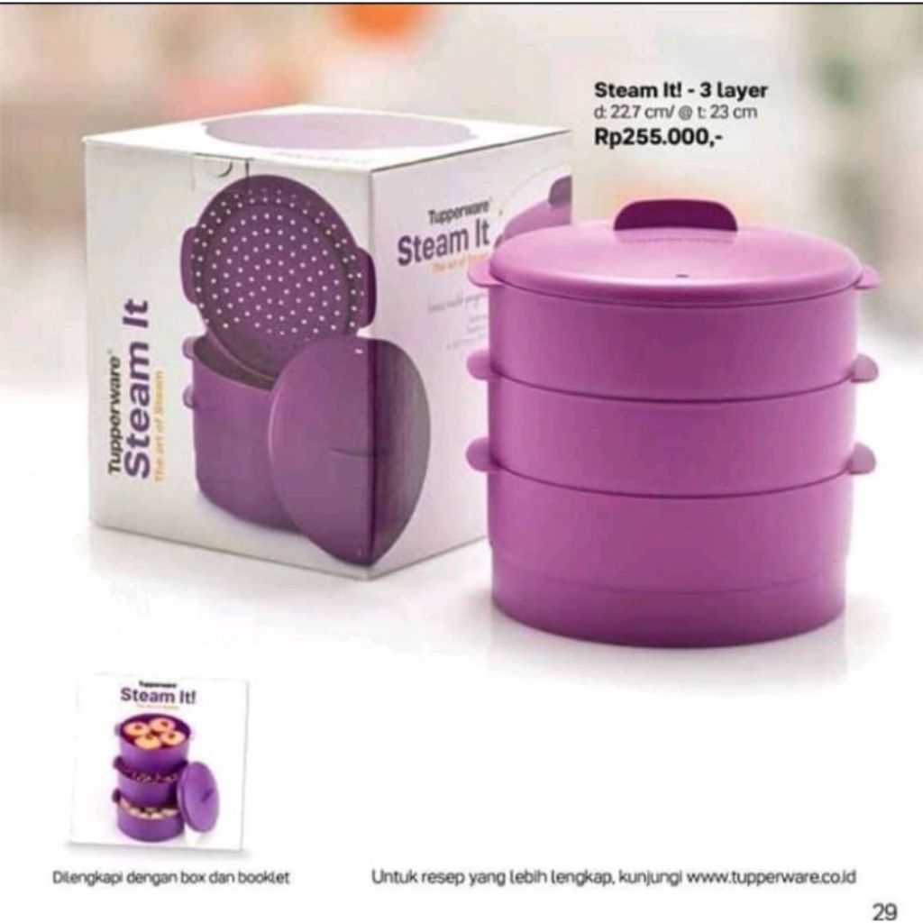 kukusan steamit ungu susun 3 kukusan ungu Tupperware
