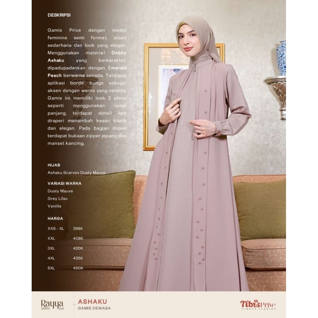 PROMO GAMIS NIBRAS PRIVE ASHAKU SARIMBIT RAYYA SERIES 2026