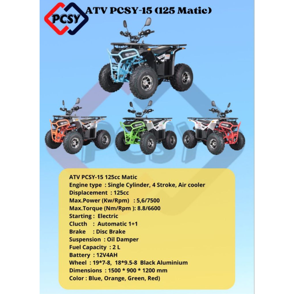 JMM PLG / ATV PCSY 15 125CC / MOTOR MINI BENSIN / SUPERMOTO / MINI TRAIL