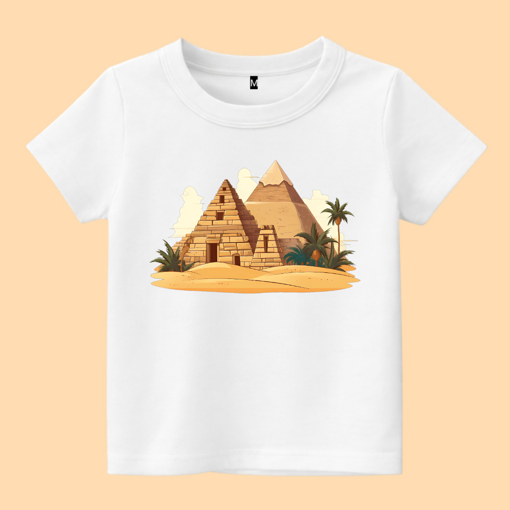 Baju kaos anak piramida mesir kartun