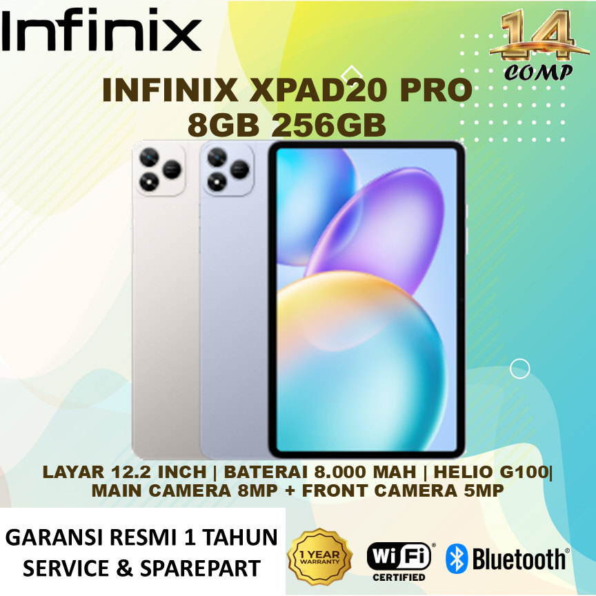 Infinix XPAD 20 Pro 8/256 GB Garansi Resmi - 12" 2K Display - Helio G100 Ultimate Chipset
