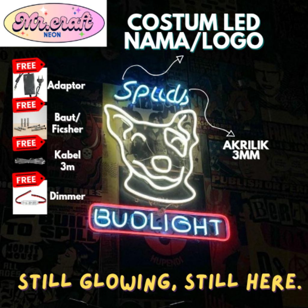 CUSTOM LAMPU NEON SIGN PREMIUM NAMA/LOGO