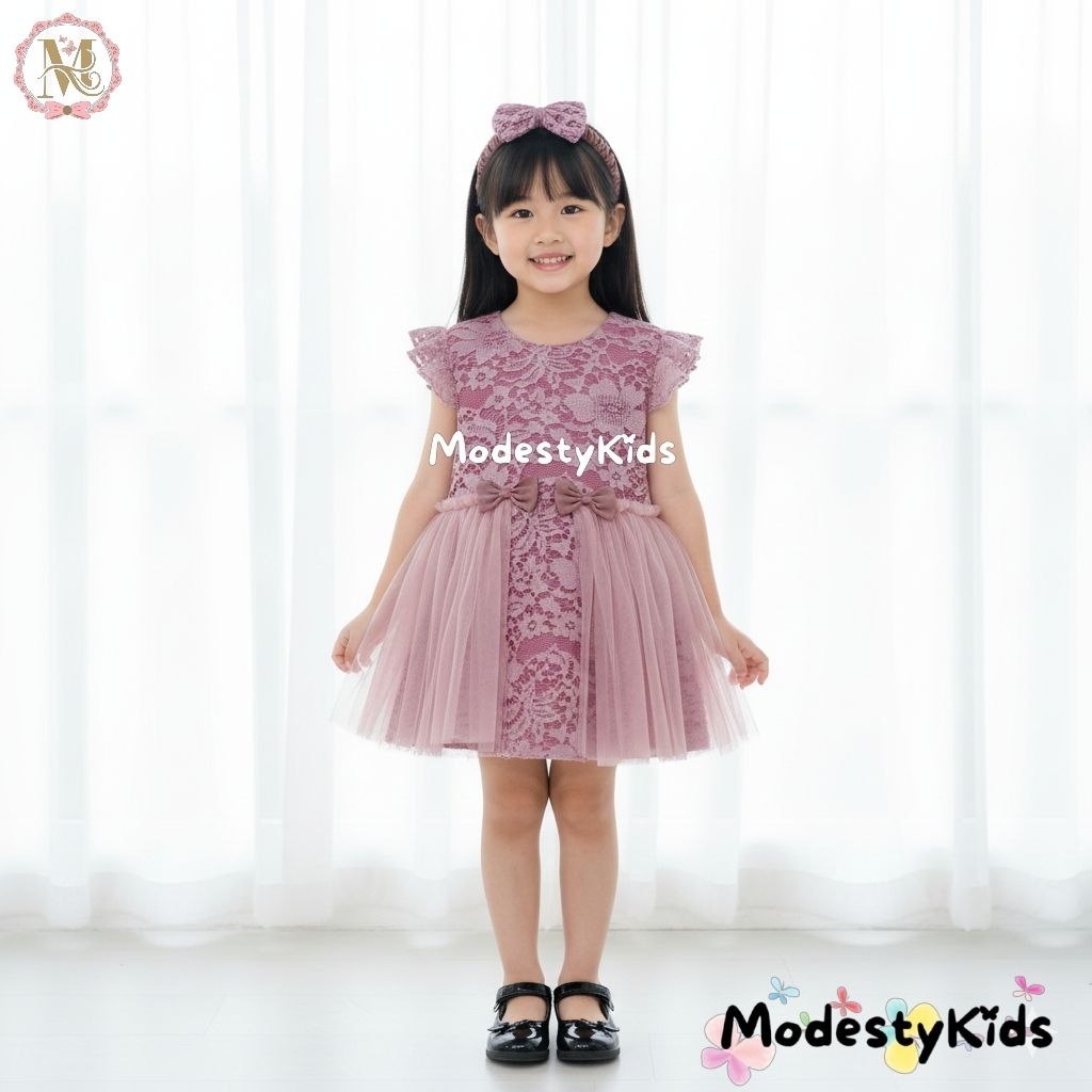 Dress Anak Perempuan / Dress Tulle Anak / Dress Pesta Anak rosegold