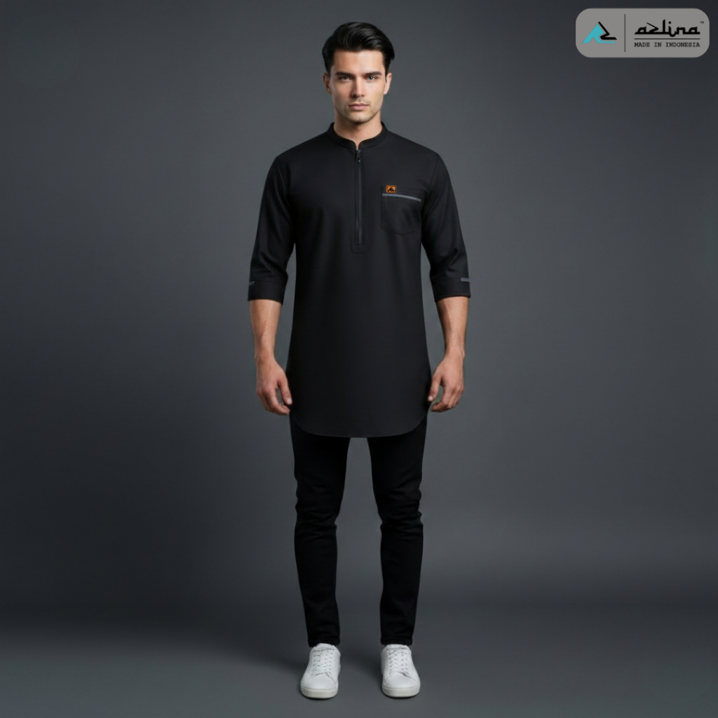 AZLINA Baju Koko Kemeja Pria Muslim Modern