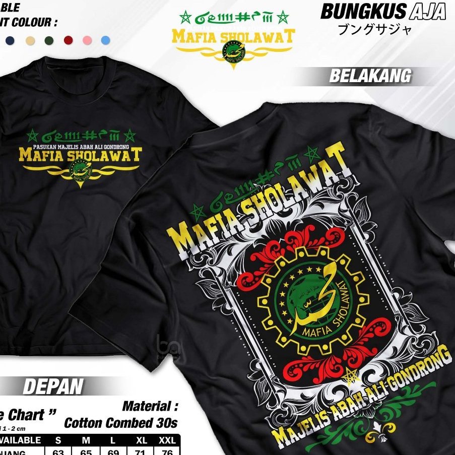Kaos Mafia Sholawat Majelis Abah Ali Gondrong Tshirt Santri Muslim Nahdlatul Ulama Cotton Combed 30s