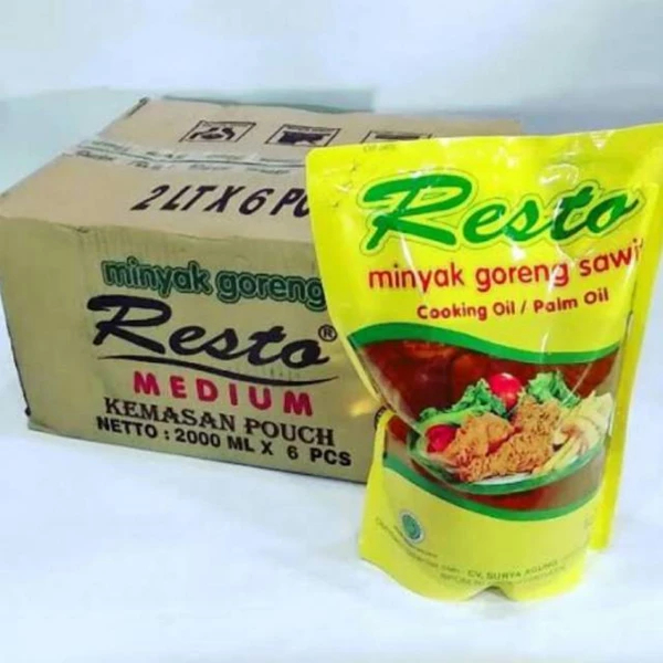 Minyak Goreng Resto 2 Liter Pouch Refill - Harga Grosir Hemat (Eceran / Dus Isi 6)