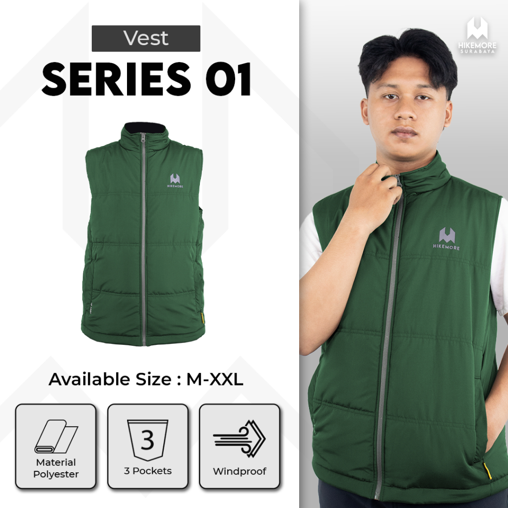 Jaket Vest Motor Pria Hikemore 01 Original – Rompi Bikers Anti Angin Tebal Dacron Reflektif