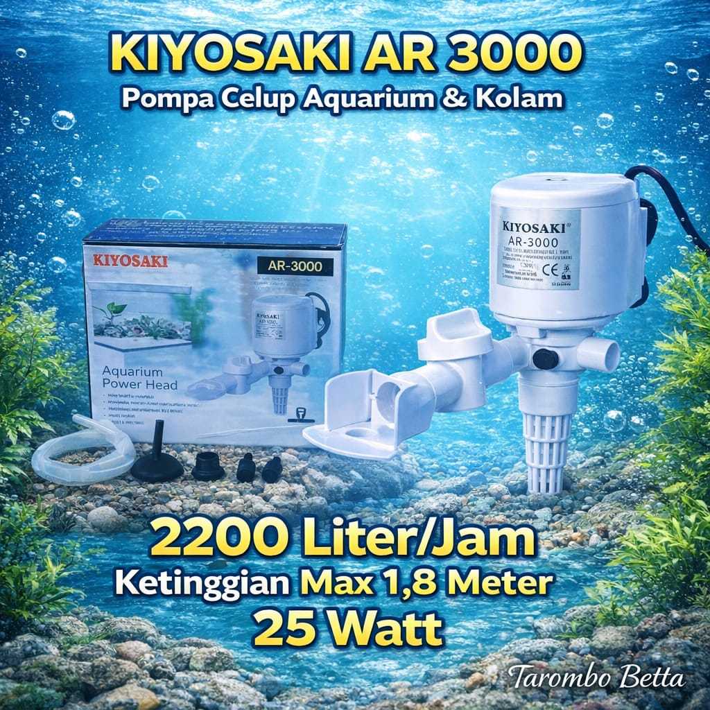 KIYOSAKI AR 3000 POWER HEAD Mesin Pompa Celup Filter Aquarium Aquascape Air Terjun Kolam Ikan Gelemb