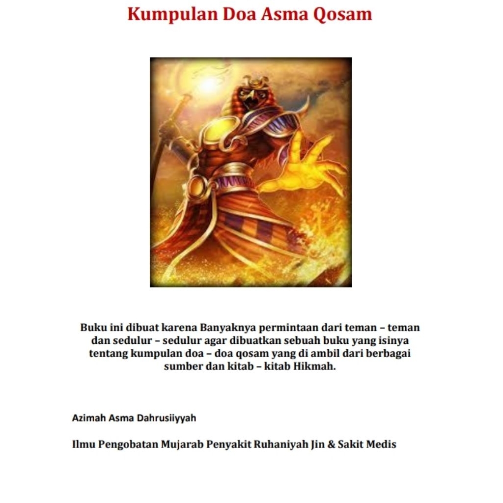 Buku kumpulan ilmu Qosam dan asma.