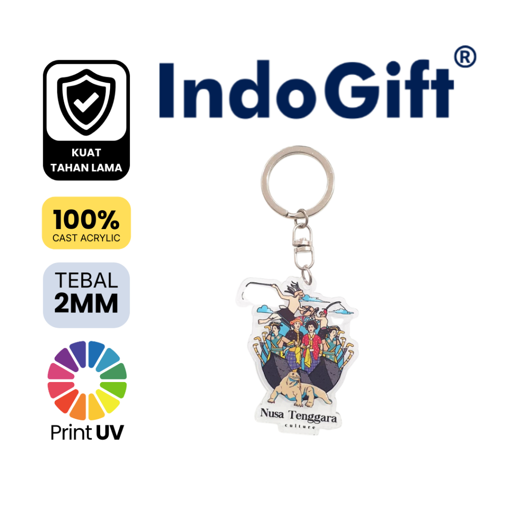 IndoGift Gantungan Kunci Akrilik Tipe 01 Souvenir Oleh Oleh Labuan Bajo