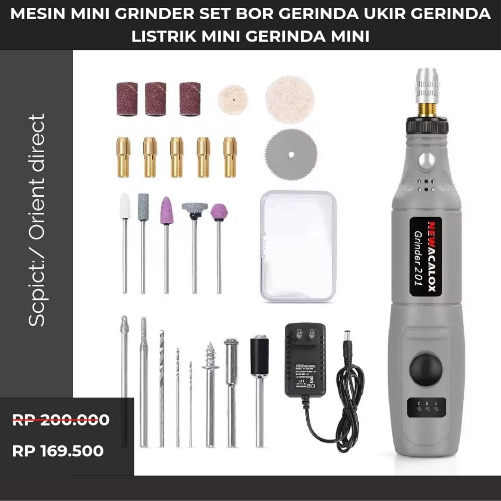 Promo  Mesin Mini Grinder Set Bor Gerinda Ukir Gerinda Listrik Mini Gerinda Mini