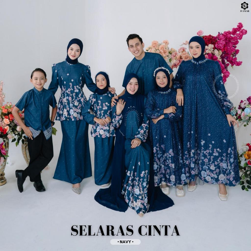 Ivaniar | Selaras Cinta Family Set | Baju Biru Dongker | Baju Navy | Baju Sarimbit Lebaran | Baju Co