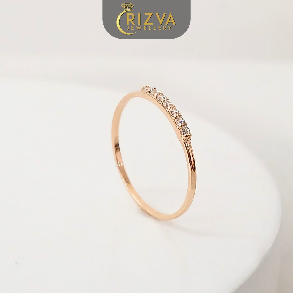 Ring Permata Simple Cincin Wanita Emas Muda Kadar 6K - Rizva Jewelley