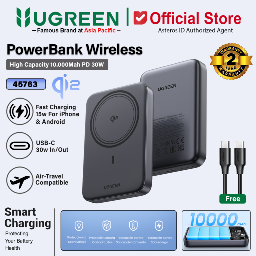UGREEN Power Bank Qi2 10000mAh Magsafe Wireless Fast Charging 15W 45763