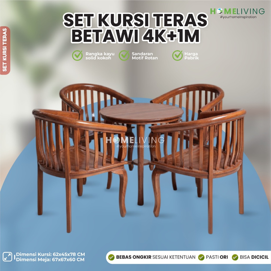 HOMELIVING-KURSI JATI - SET KURSI JATI - KURSI TAMU JATI - KURSI RUANG TAMU