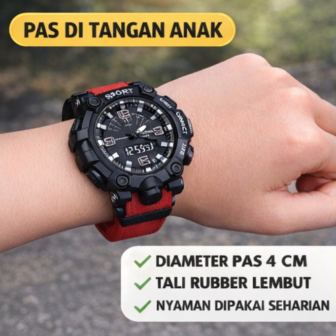 Jam Tangan Anak Sport Tali Rubber Waterproof Diameter 4cm
