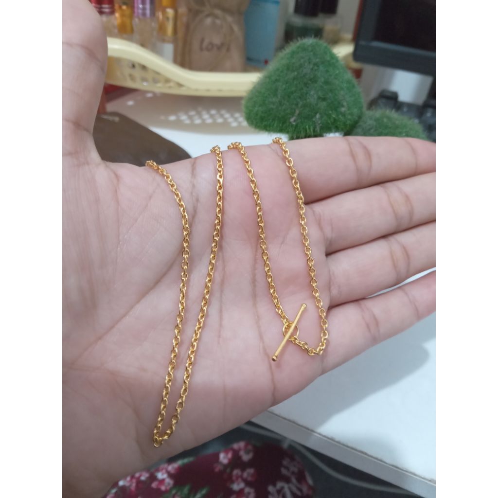 Kalung Rantai Perak 925 lapis emas 24k