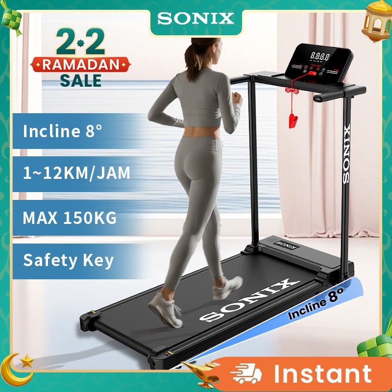 Sonix Treadmill Electric Low Watt STR04 Portable Lipat Alat Olahraga Di Rumah Incline 8° Walking Pad