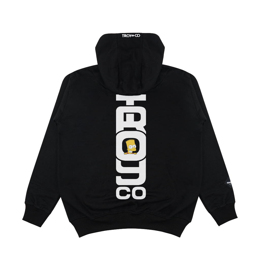Troy Company Zipper Hoodie Black Smilling Bart - Jaket Hitam Hoodie Hitam Full Zip ZHD 2469