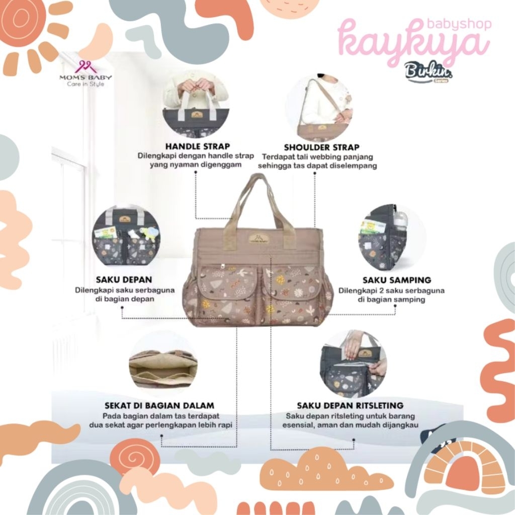Moms Baby Tas Bayi kecil, medium, dan besar