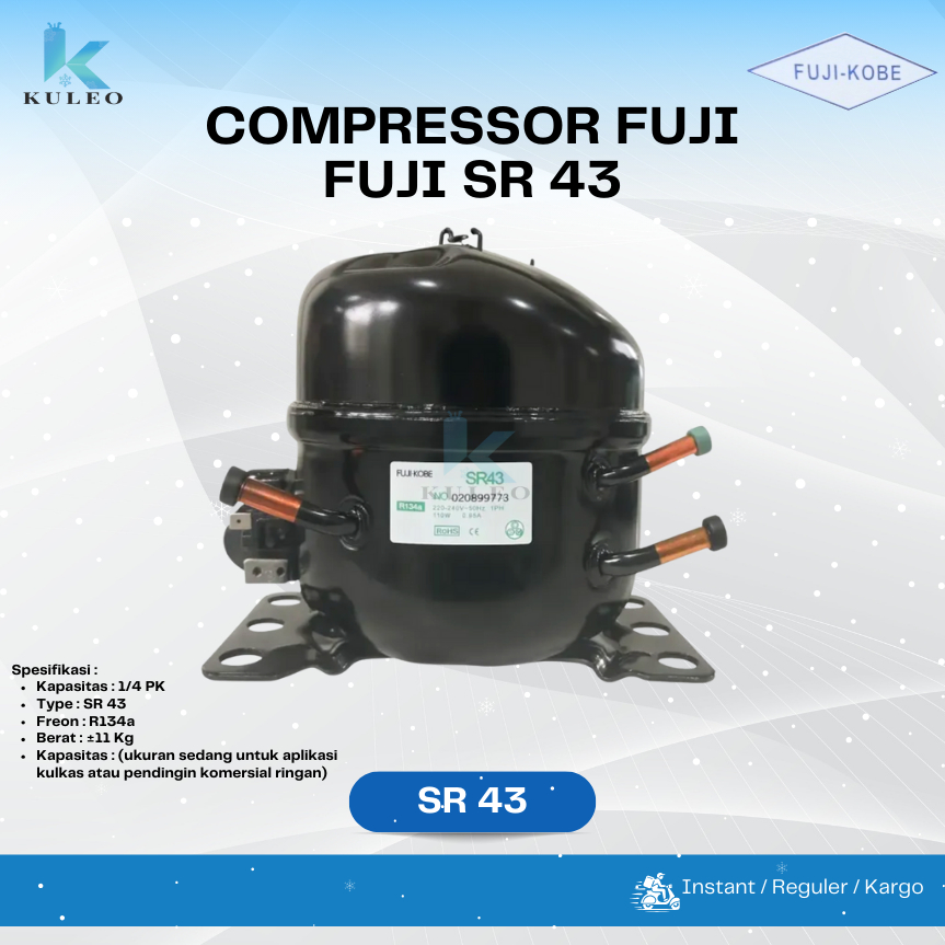 Kompresor Kulkas Fuji SR 43 1/8HP - Kompresor Kulkas Fuji SR43 Original - Kompresor Fuji SR43 1/8Hp 