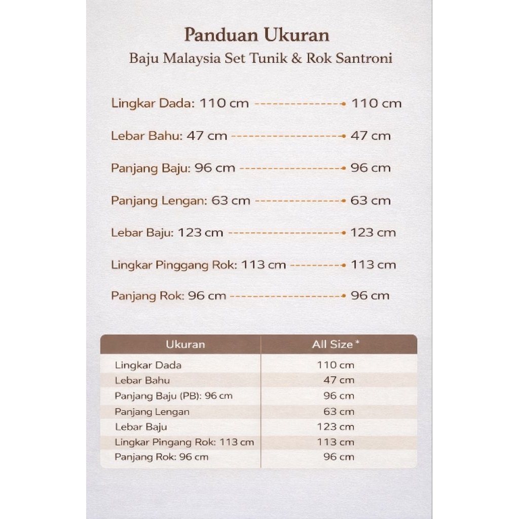 Set Baju Malaysia 1 Set Tunik & Rok A-Line | Santroni Motif Bunga | Elegan