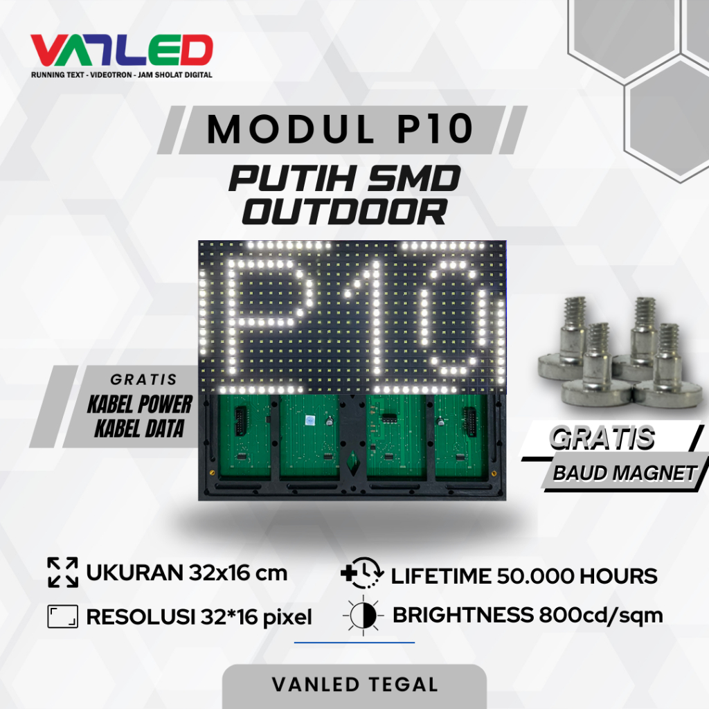Panel Modul Module Running Text P10 Outdoor SMD Putih