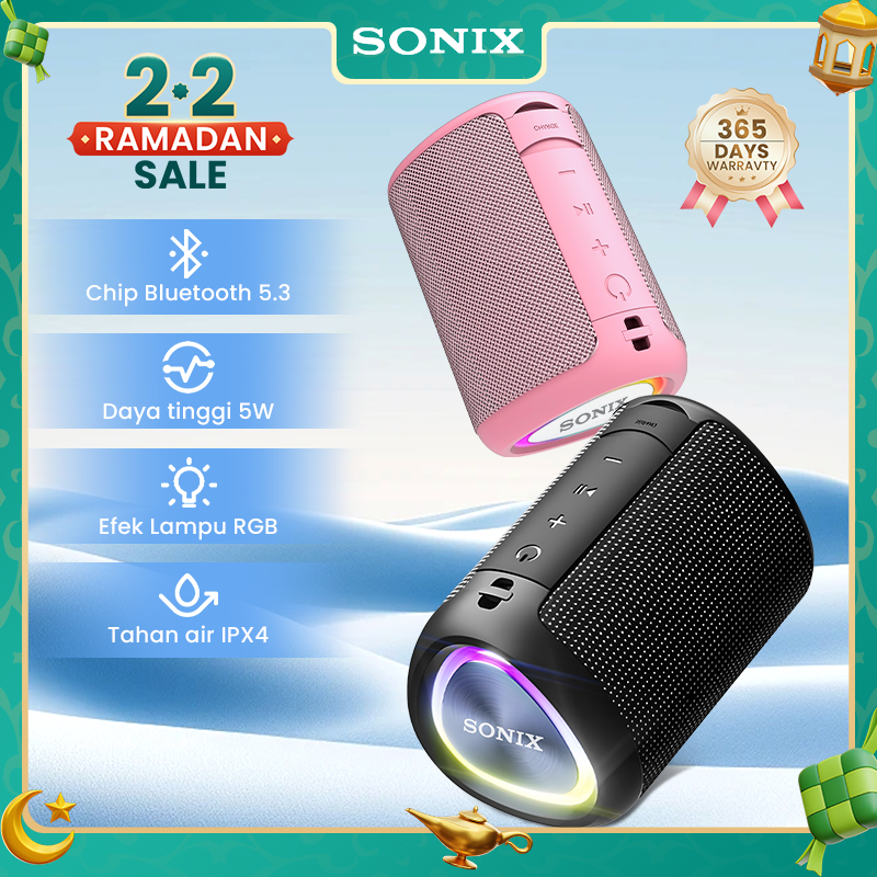 Sonix Speaker Bluetooth SK07 Bass RGB Waterproof IPX4 Bluetooth 5.3 1200mAH Portable Original - Gara