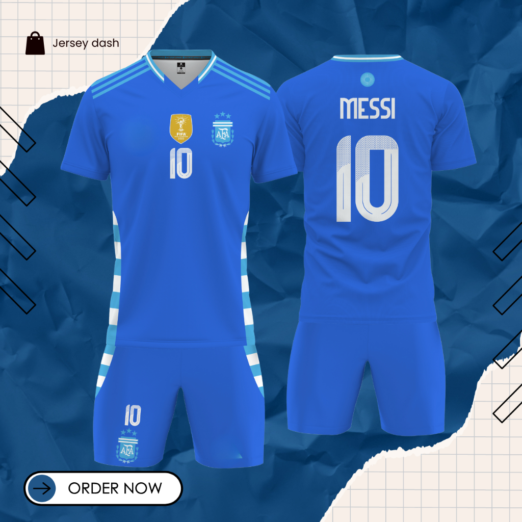 JERSEY Sepak Bola TIMNAS ARGENTINA AWAY 2023 2024 Dryfit Custom Nama Nomor Anak Dewasa